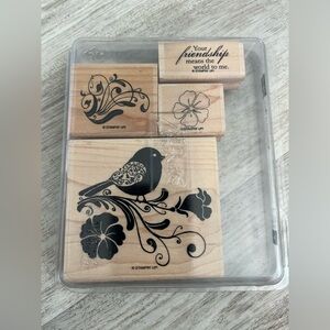 Stampin' Up! Bird and Floral Wooden Rubber Stamp Set “Wings of friendship”